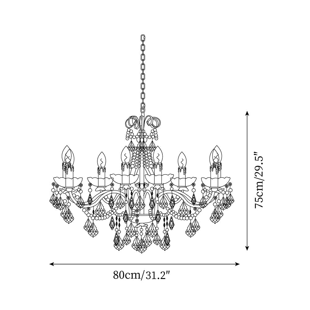Chandelier Brass Body Crystal Pearl Drops Vintage Elegance - Neutralighting