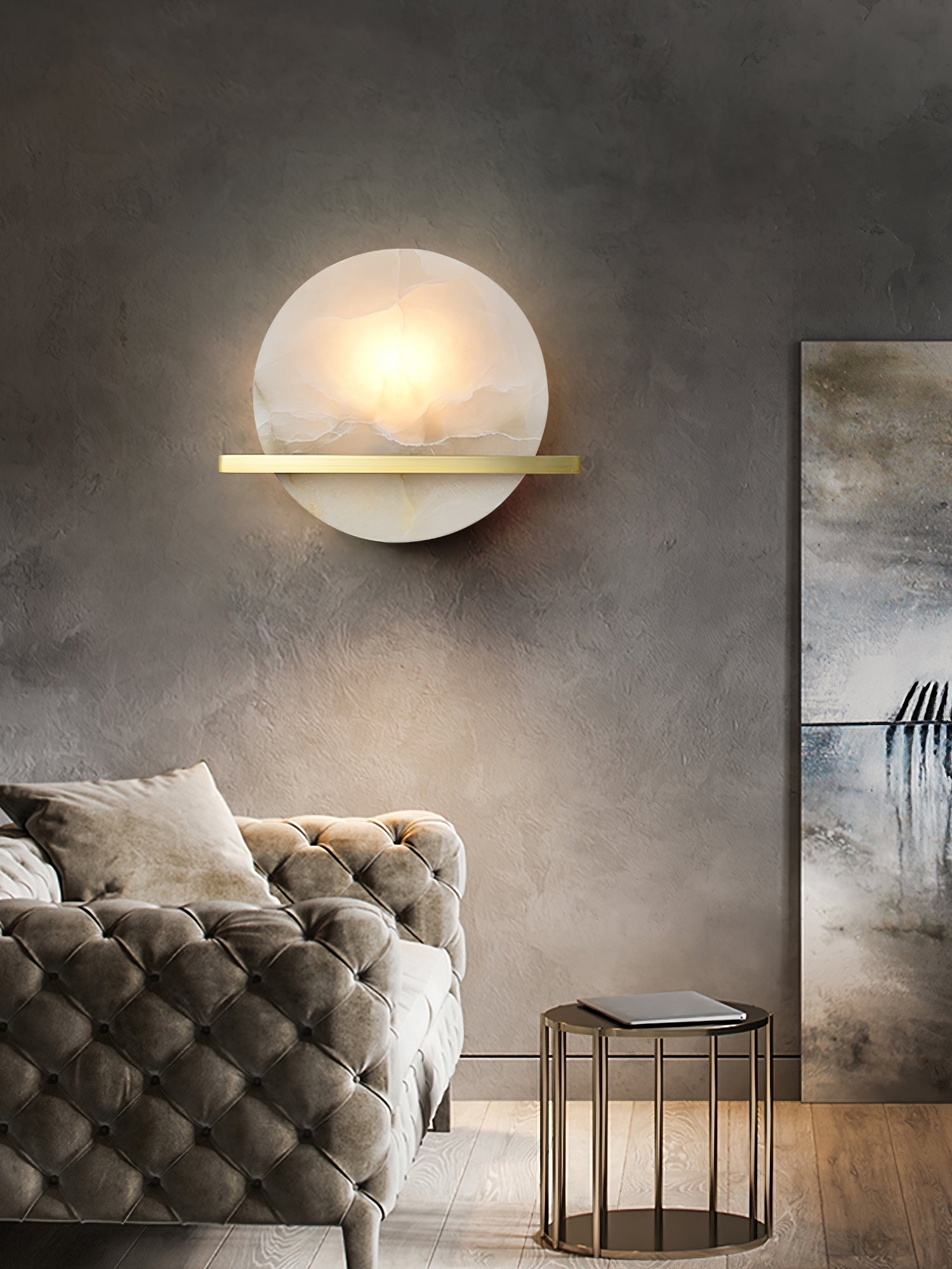 Savion Wall Lamp Alabaster Moon Horizon - Neutralighting