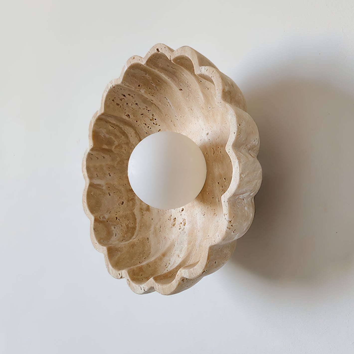 Ritta Wall Lamp Scalloped Travertine Shell - Neutralighting