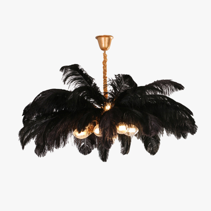 O'Moore Nordic Luxury Pendant Light, Brass/Feather - Neutralighting