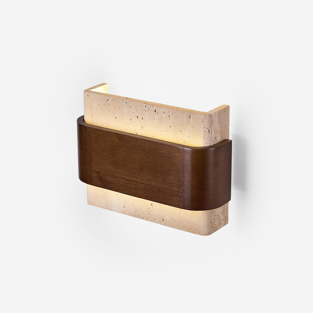 Ritta Travertine Wall Lamp Wood-finish Arc - Neutralighting