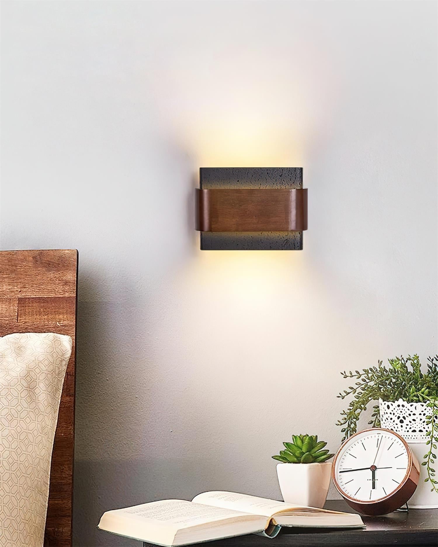 Ritta Travertine Wall Lamp Wood-finish Arc - Neutralighting