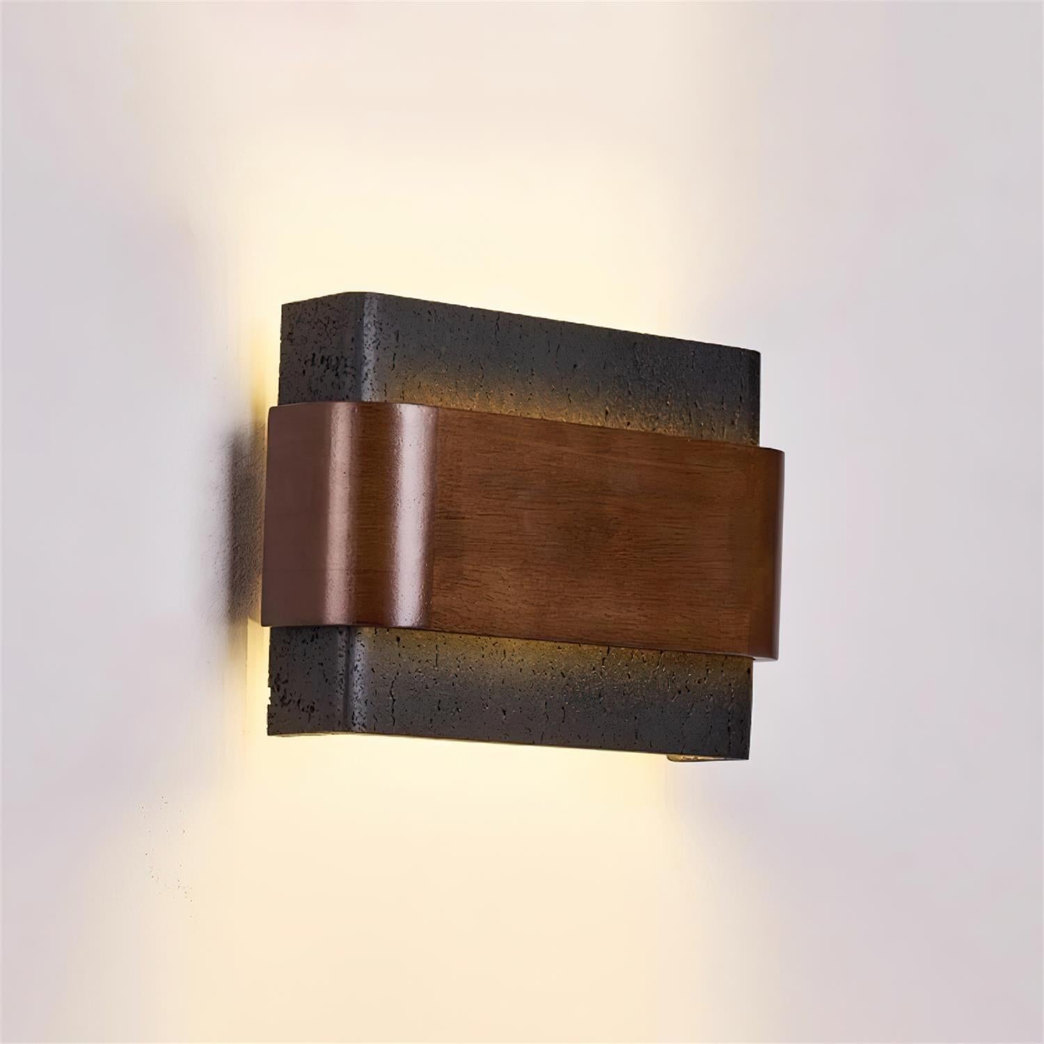 Ritta Travertine Wall Lamp Wood-finish Arc - Neutralighting