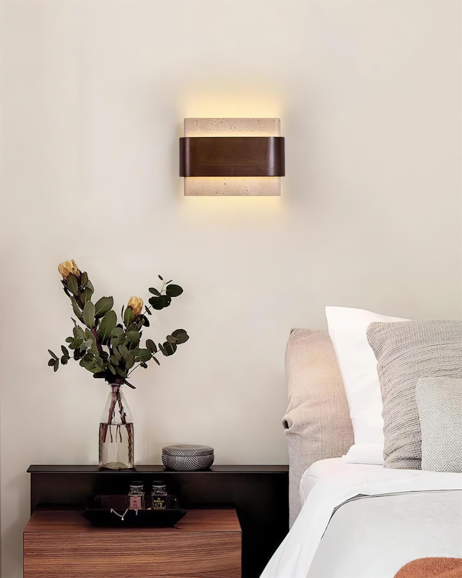 Ritta Travertine Wall Lamp Wood-finish Arc - Neutralighting