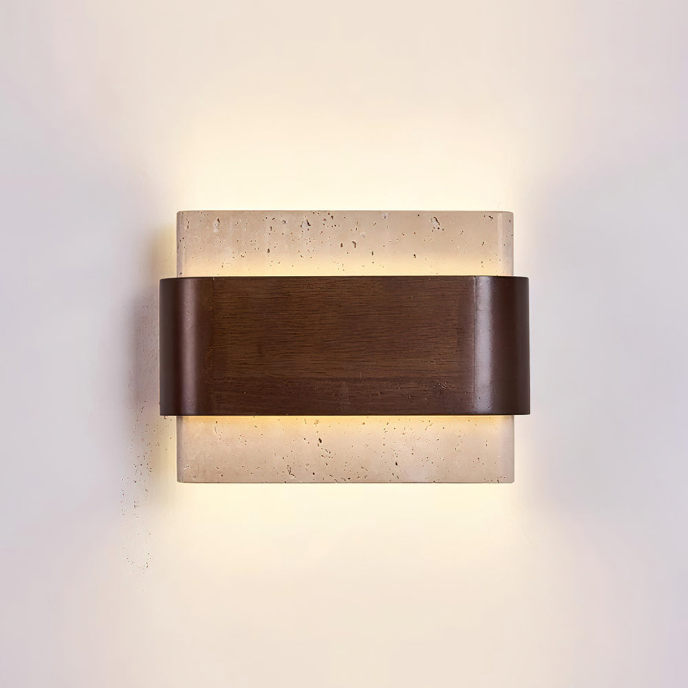 Ritta Travertine Wall Lamp Wood-finish Arc - Neutralighting