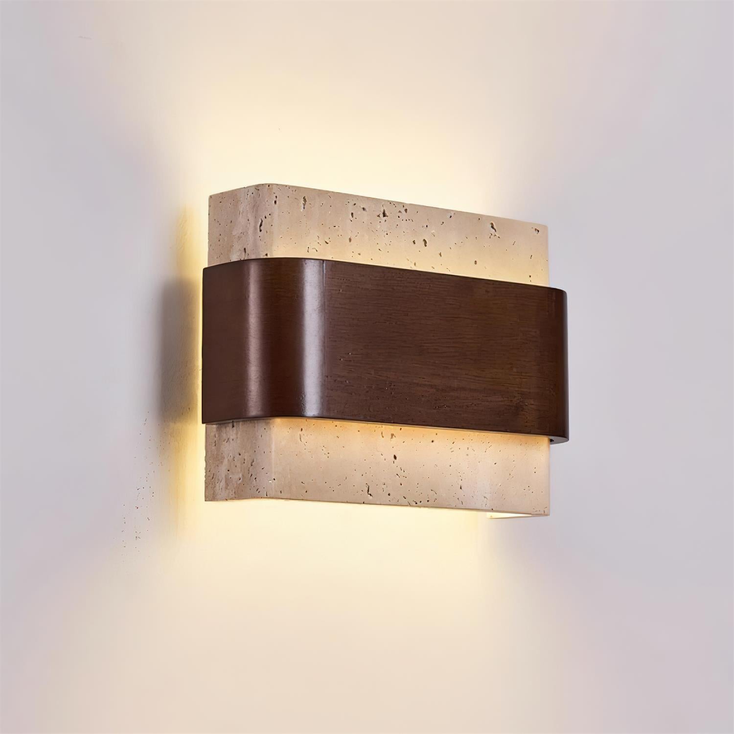 Ritta Travertine Wall Lamp Wood-finish Arc - Neutralighting