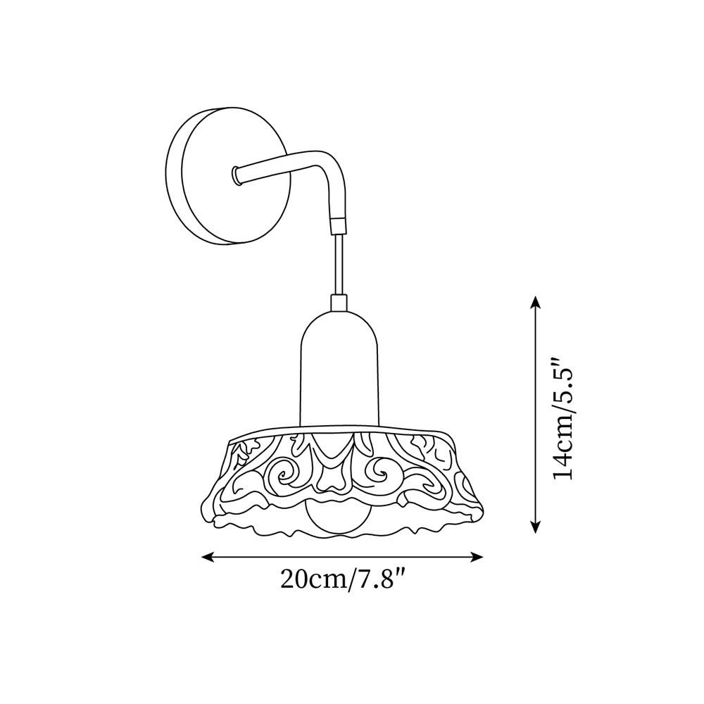 Wall Lamp with Carved Resin Shade Walnut Wood Arm Vintage - Neutralighting