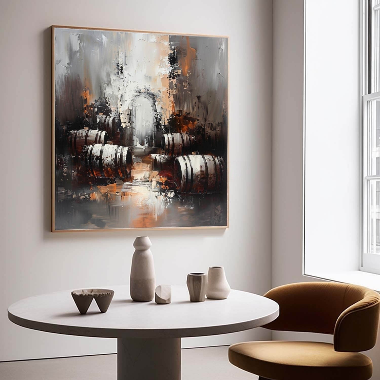 Wall Art Rustic Textured Wine Barrel