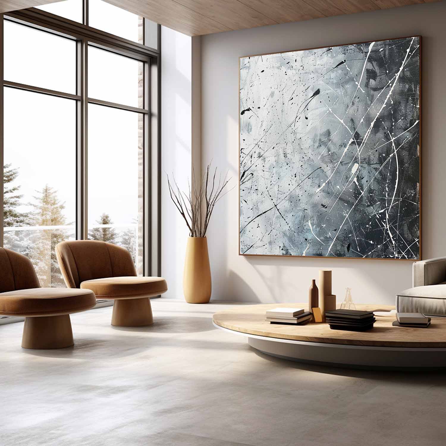Wall Art Square Abstract Graffiti Art Monochrome