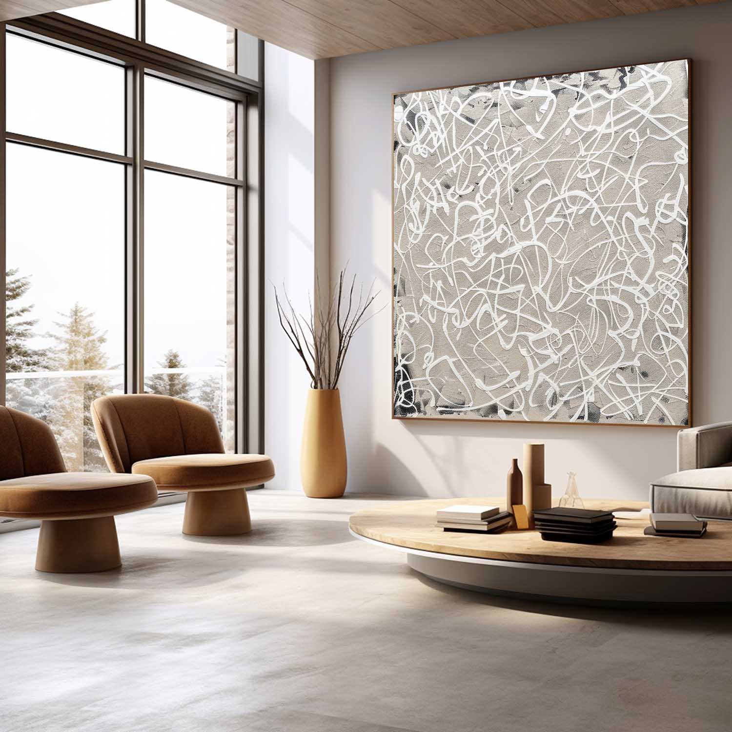 Wall Art Square Abstract Graffiti Art Monochrome