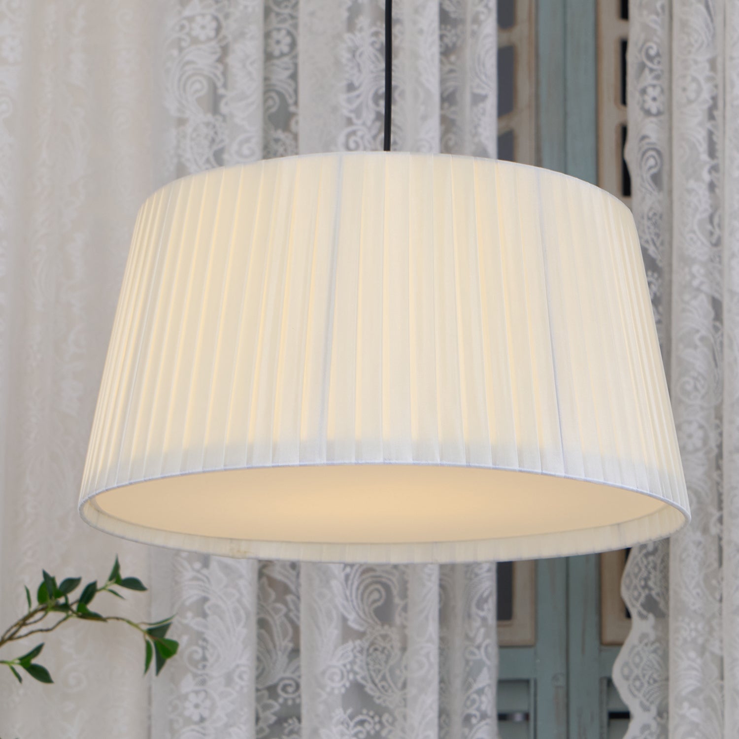 Pendant Light Pleated Fabric Drum - Neutralighting