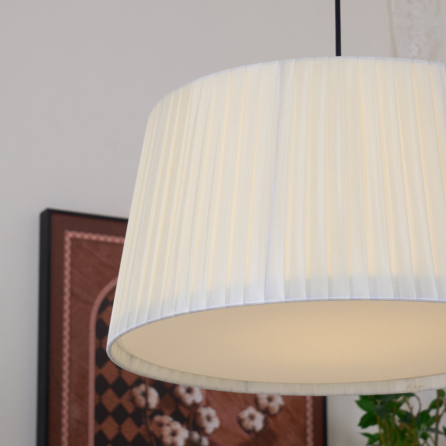 Pendant Light Pleated Fabric Drum - Neutralighting
