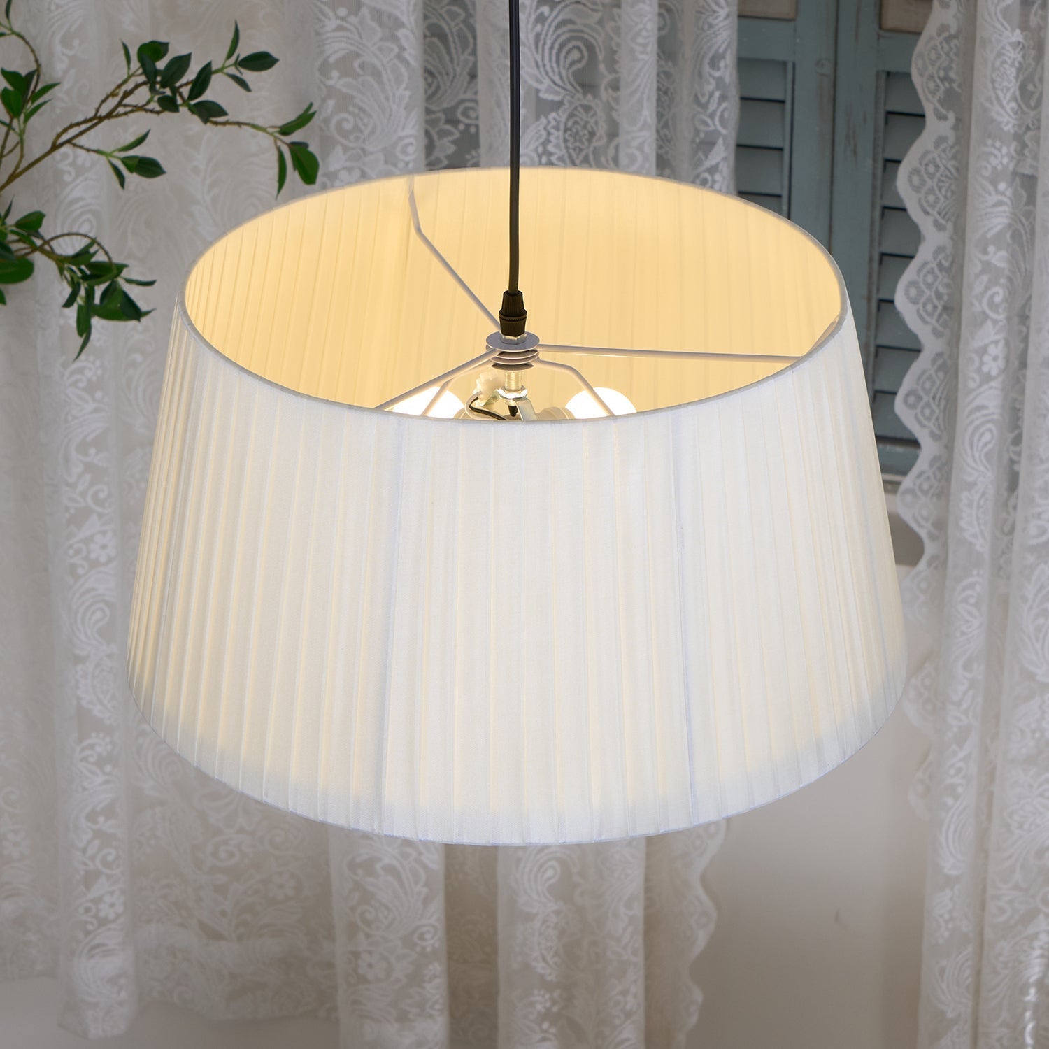Pendant Light Pleated Fabric Drum - Neutralighting