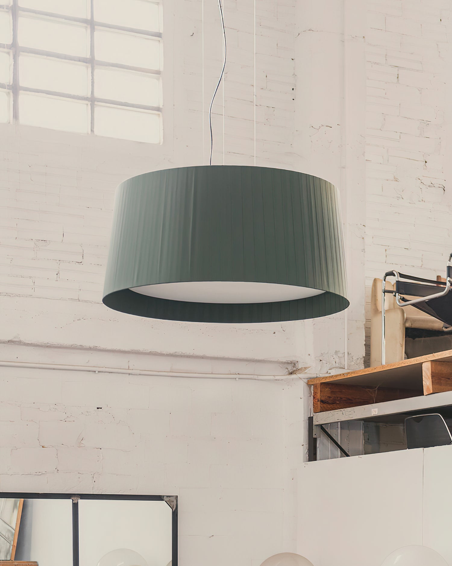 Pendant Light Pleated Fabric Drum - Neutralighting
