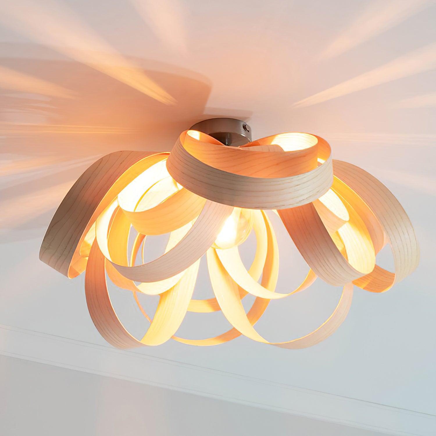 Veylo Wooden Ribbon Ceiling Lamp - Neutralighting