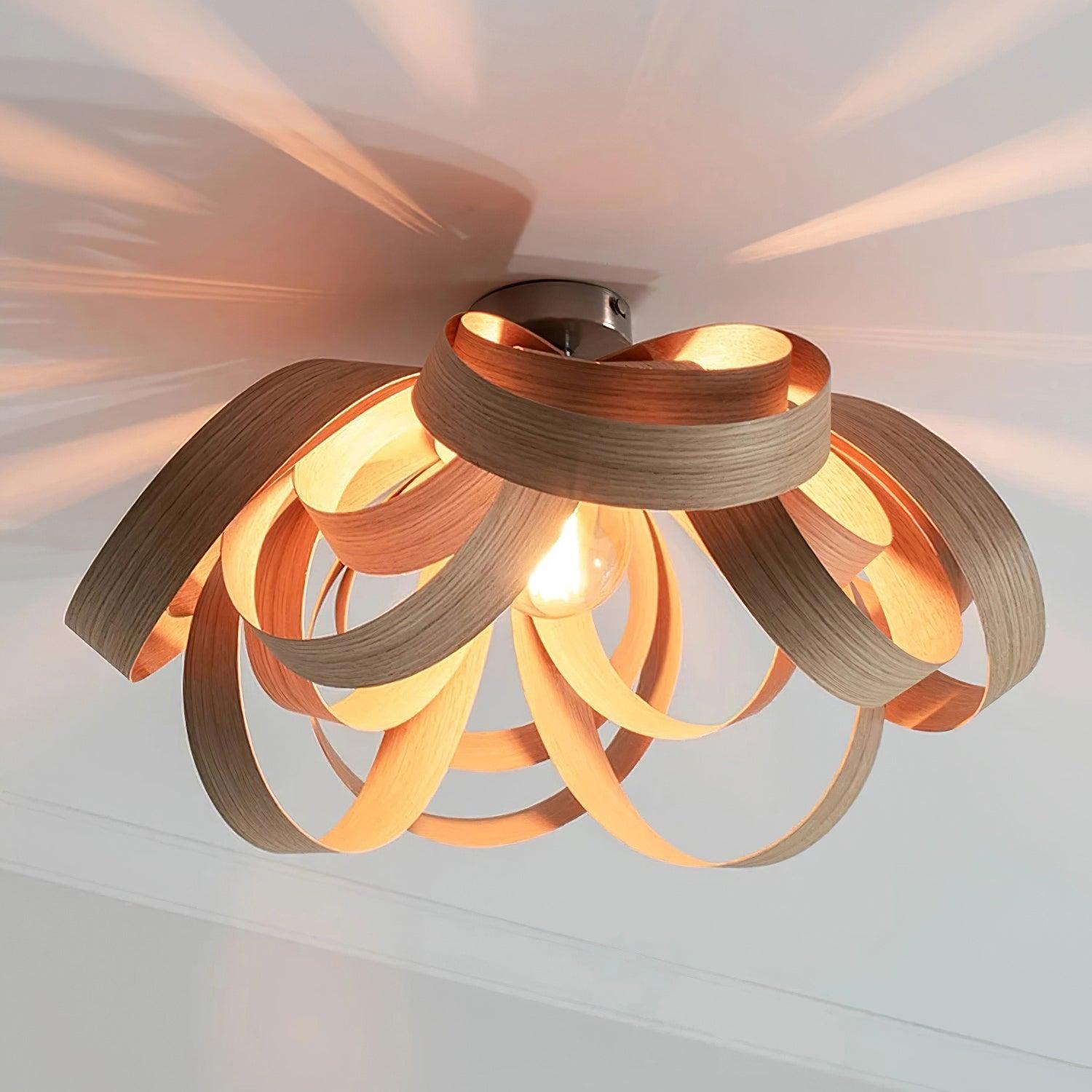 Veylo Wooden Ribbon Ceiling Lamp - Neutralighting