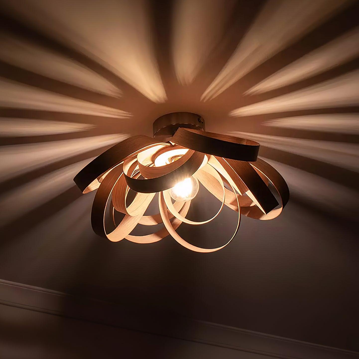 Veylo Wooden Ribbon Ceiling Lamp - Neutralighting