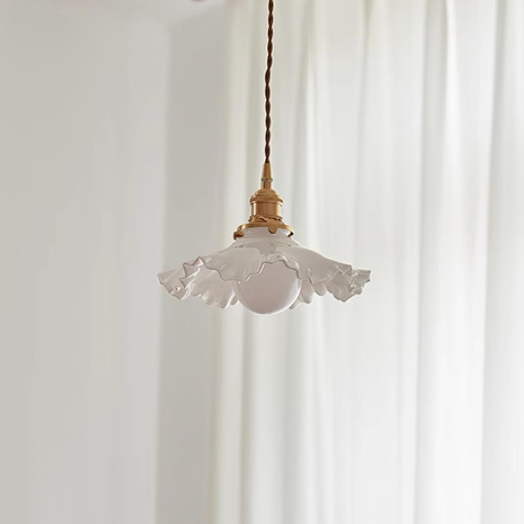 Pendant Lamp Glass Ruffle Shade Brass Warm Glow - Neutralighting