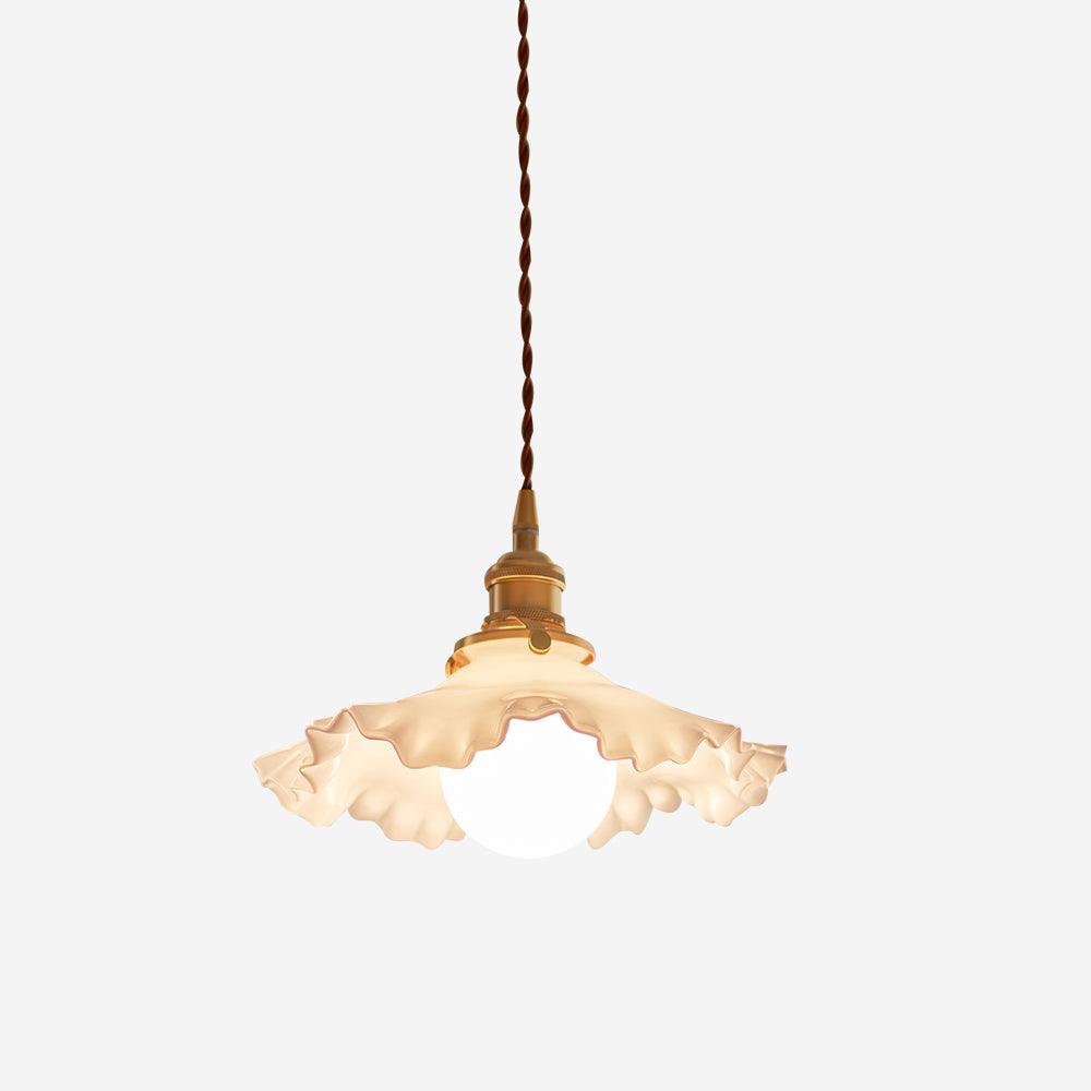 Pendant Lamp Glass Ruffle Shade Brass Warm Glow - Neutralighting