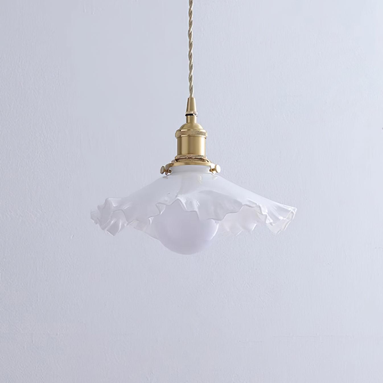 Pendant Lamp Glass Ruffle Shade Brass Warm Glow - Neutralighting