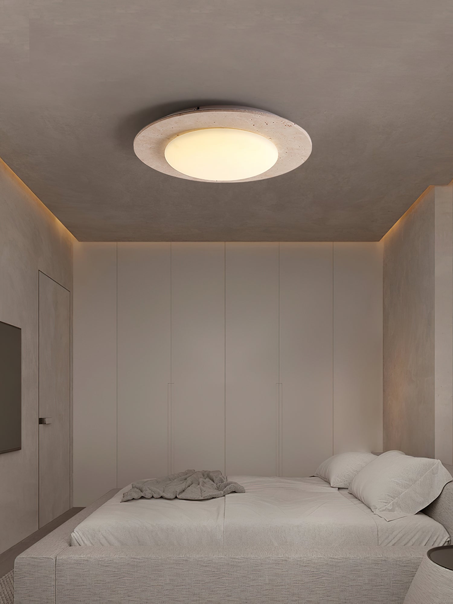 Arsoror Flush-Mount Travertine Ceiling Light - Neutralighting