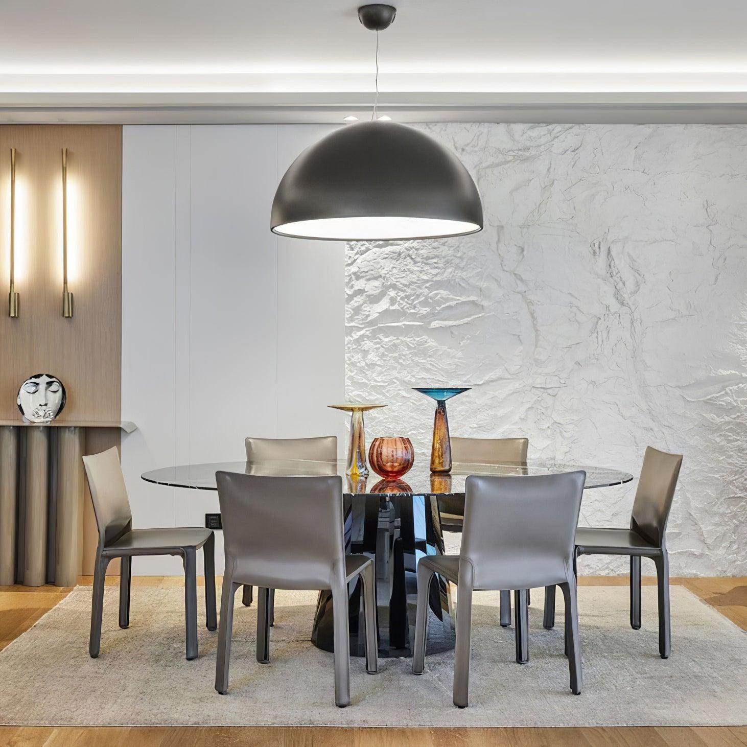 Pendant Lamp Black Dome with Embossed Plaster Interior Elegant - Neutralighting