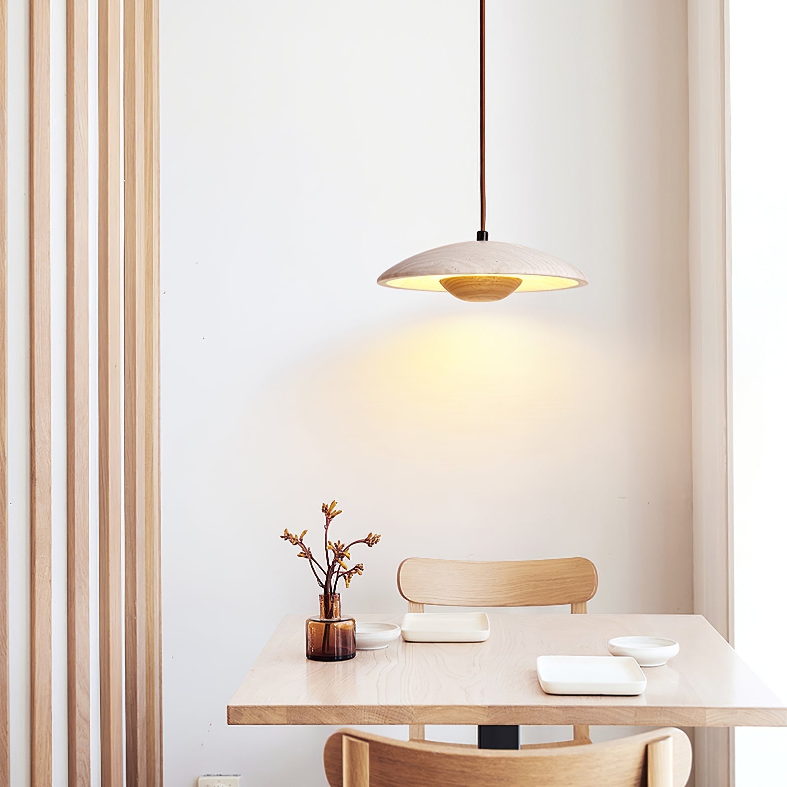 Zodore Wide-Brim Travertine Pendant Light - Neutralighting