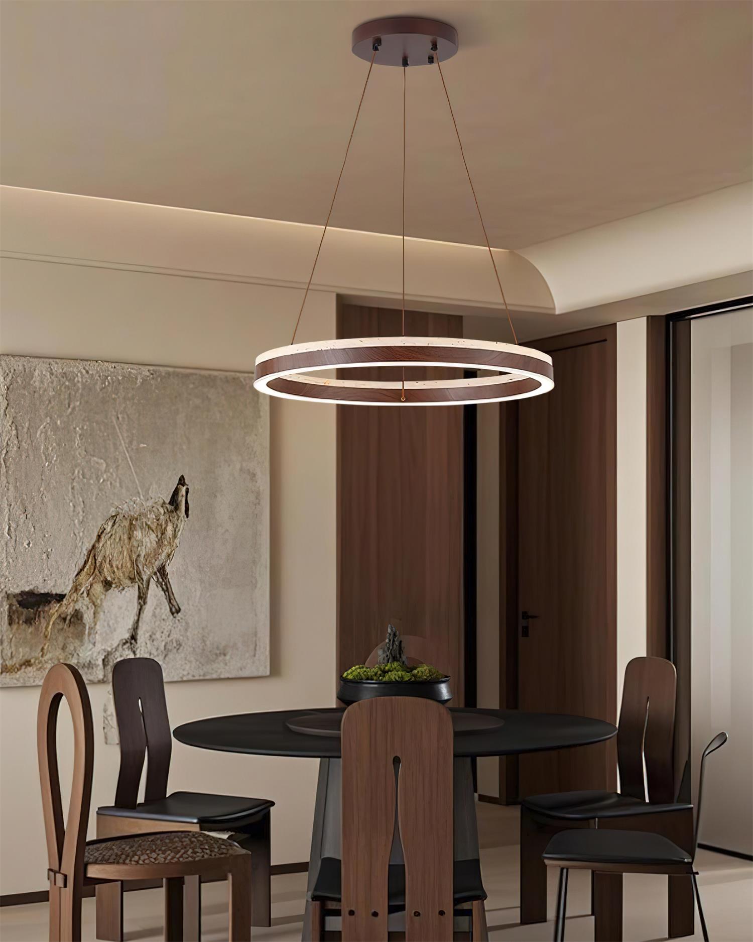 Ritta Chandelier Travertine Geometry Ring - Neutralighting