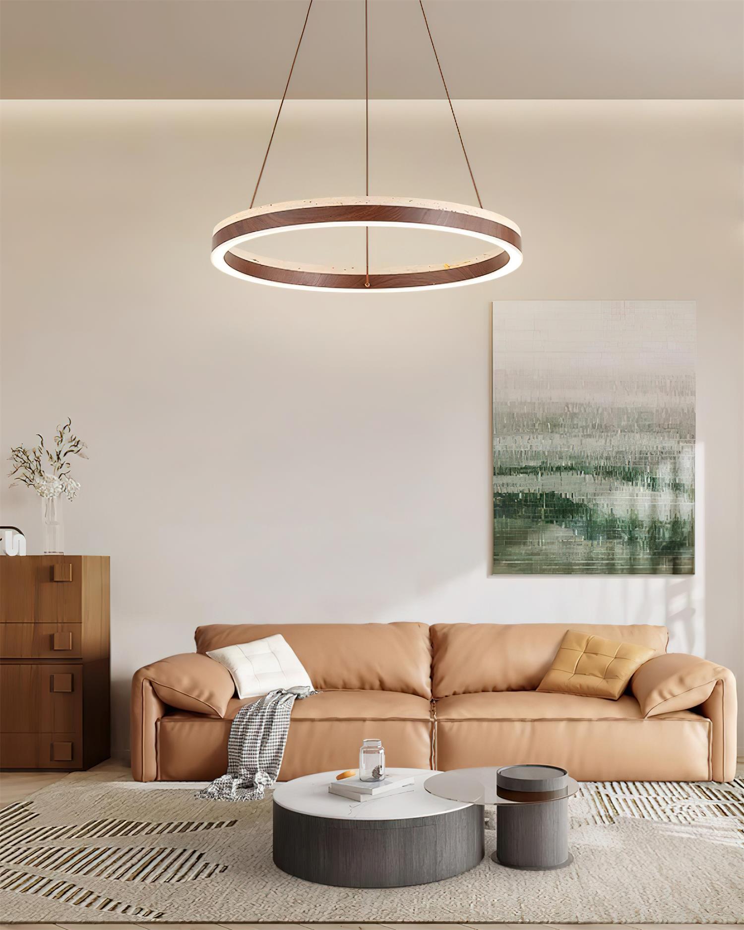 Ritta Chandelier Travertine Geometry Ring - Neutralighting