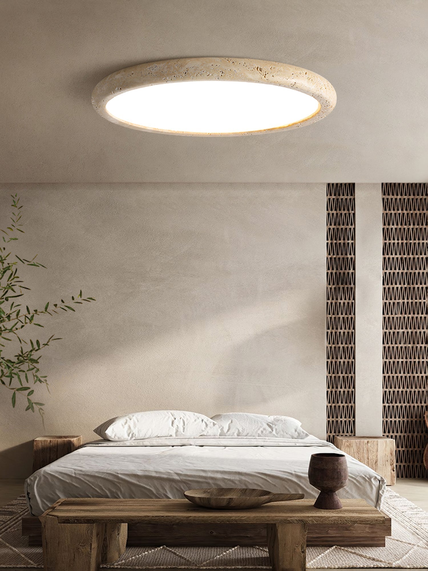 Aurrina Ring Frame Travertine Ceiling Light - Neutralighting