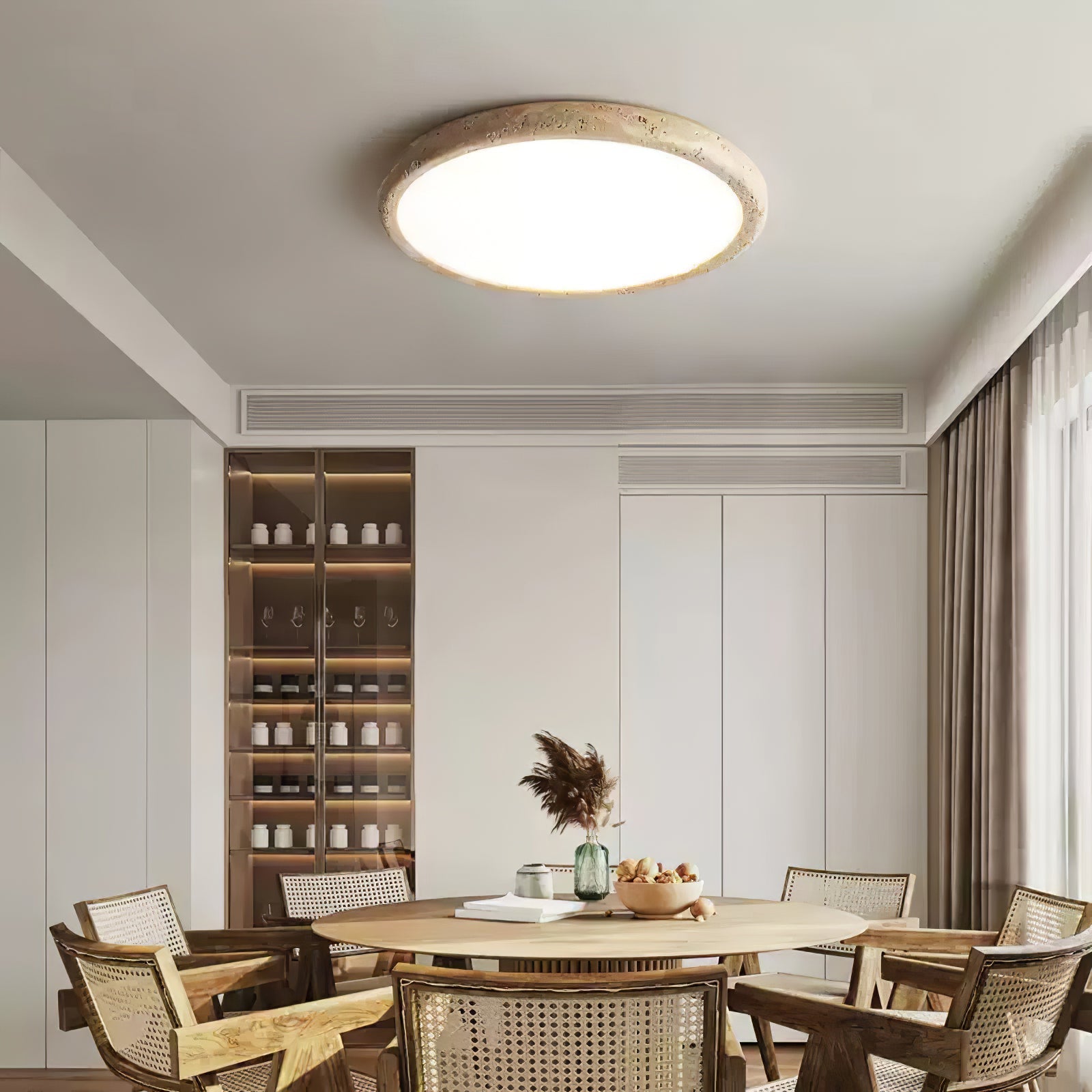 Aurrina Ring Frame Travertine Ceiling Light - Neutralighting