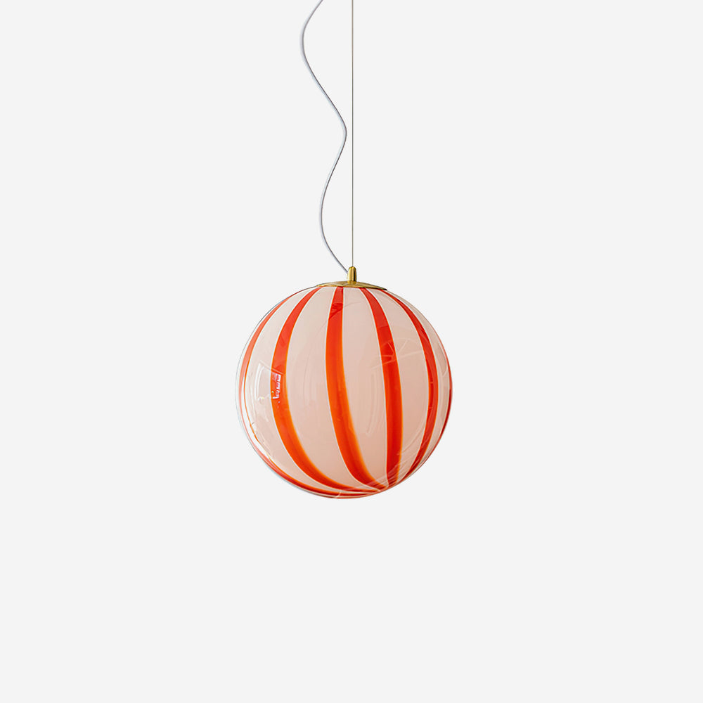 Pendant Light Metal&Glass Shade Striped Globe for Dining Room - Neutralighting