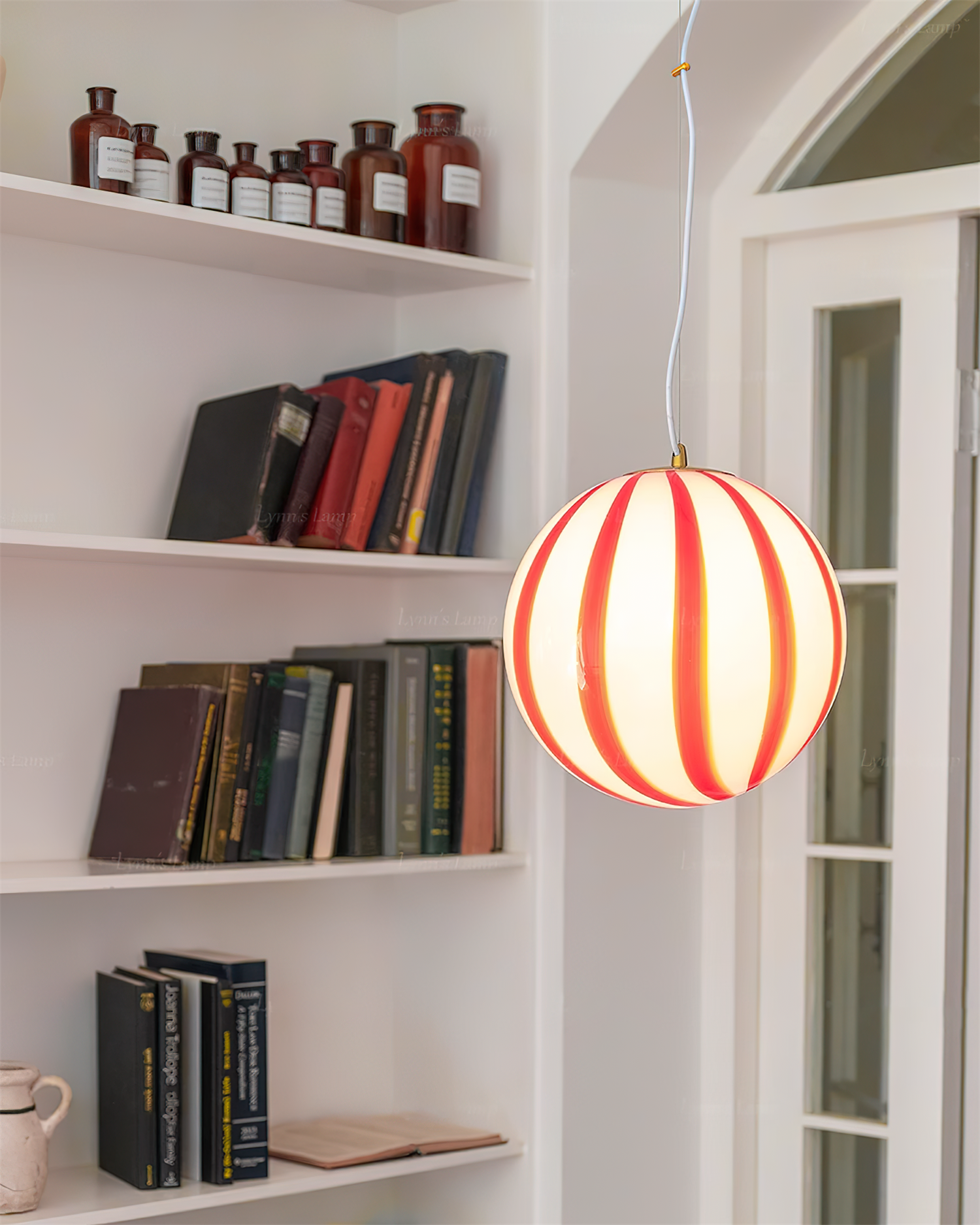 Pendant Light Metal&Glass Shade Striped Globe for Dining Room - Neutralighting