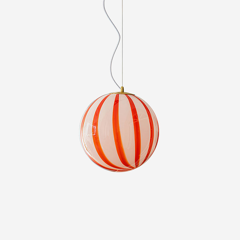 Pendant Light Metal&Glass Shade Striped Globe for Dining Room - Neutralighting