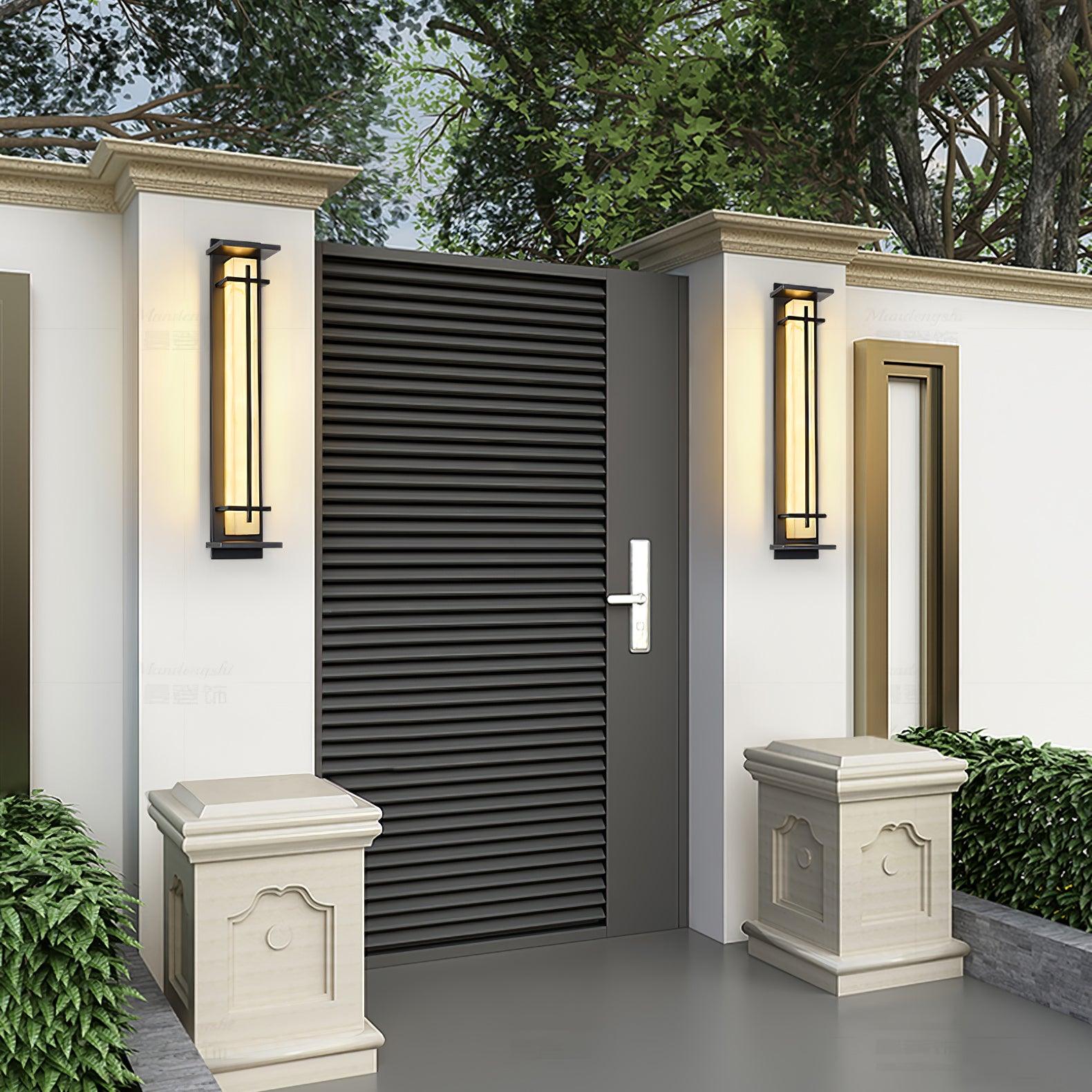 Ray Square Outdoor Wall Light Imitation Alabaster Waterproof - Neutralighting