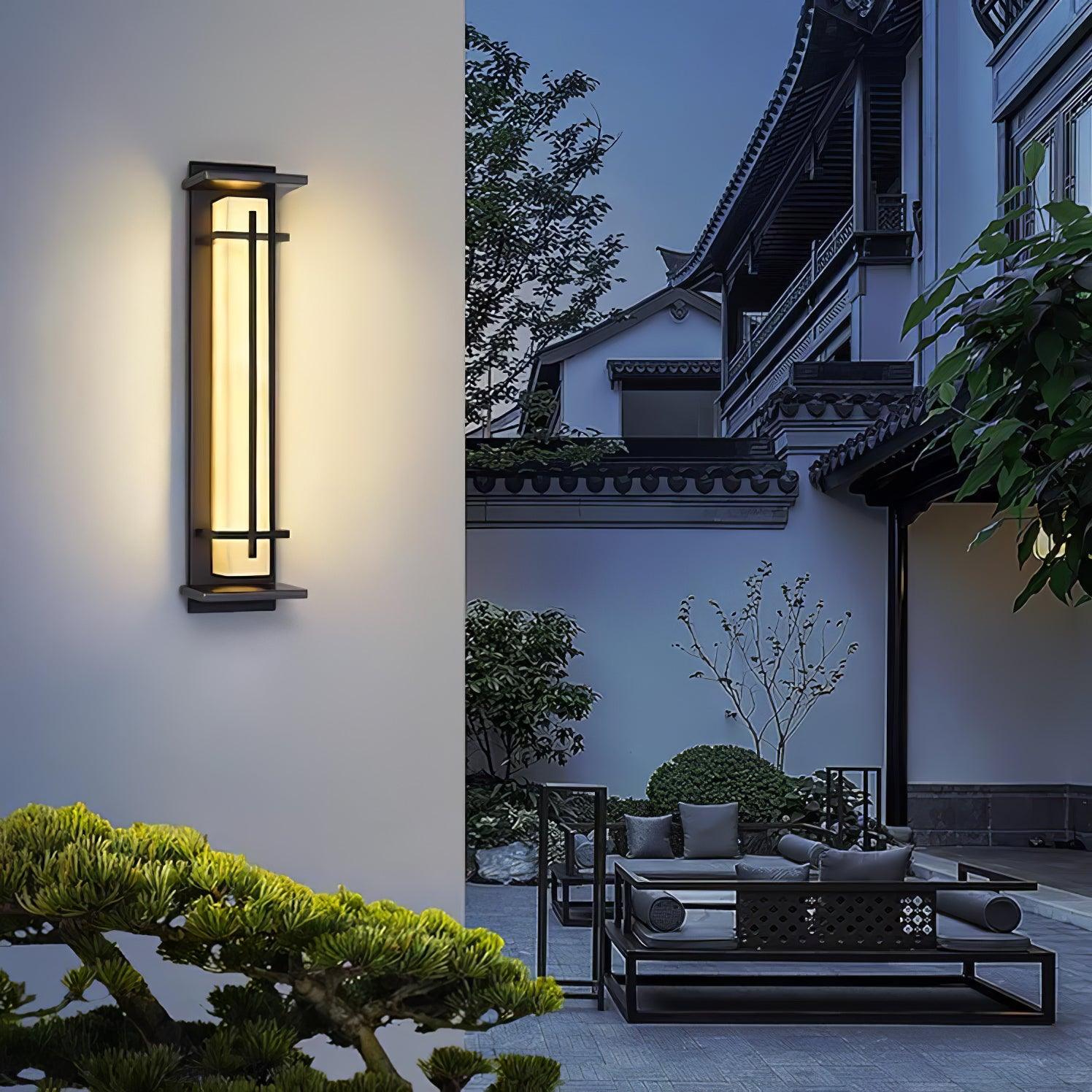 Ray Square Outdoor Wall Light Imitation Alabaster Waterproof - Neutralighting