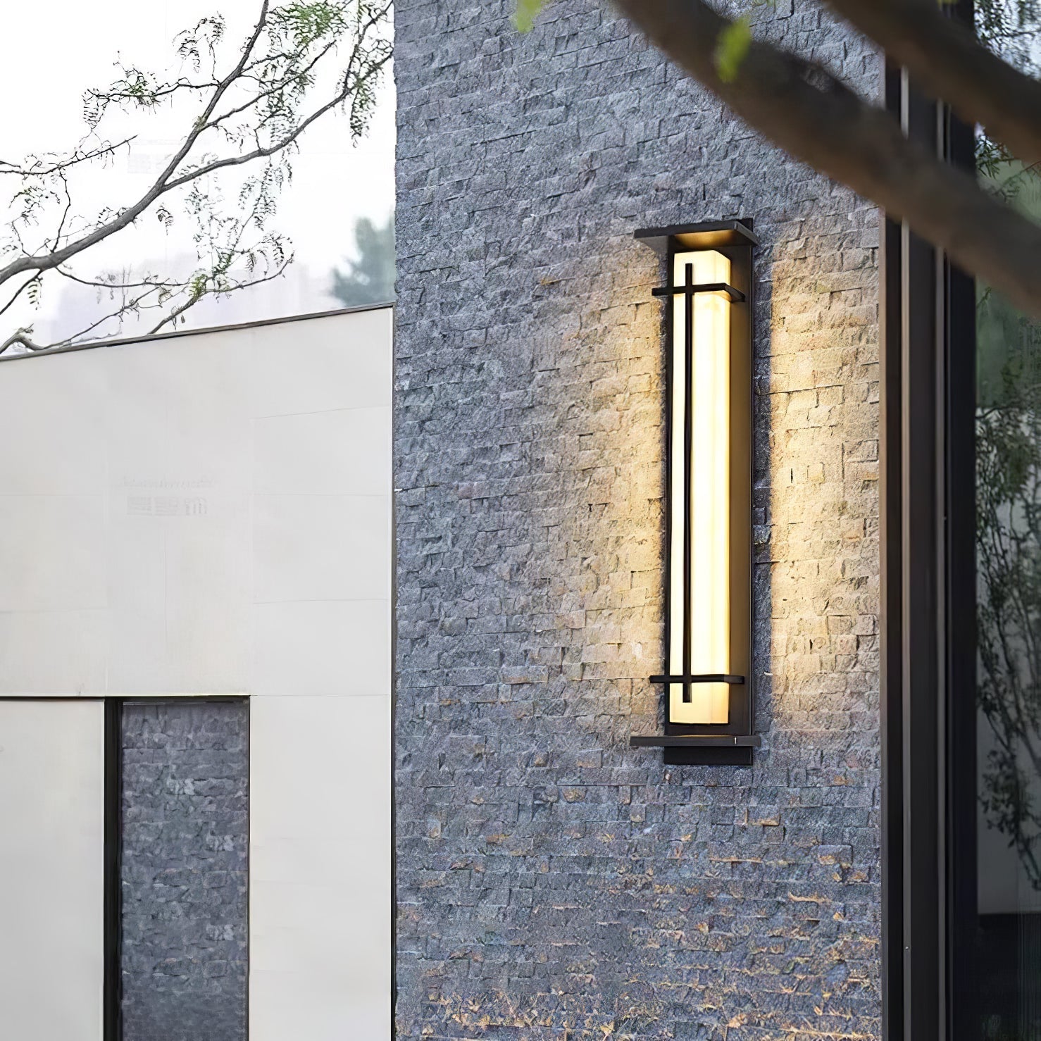 Ray Square Outdoor Wall Light Imitation Alabaster Waterproof - Neutralighting