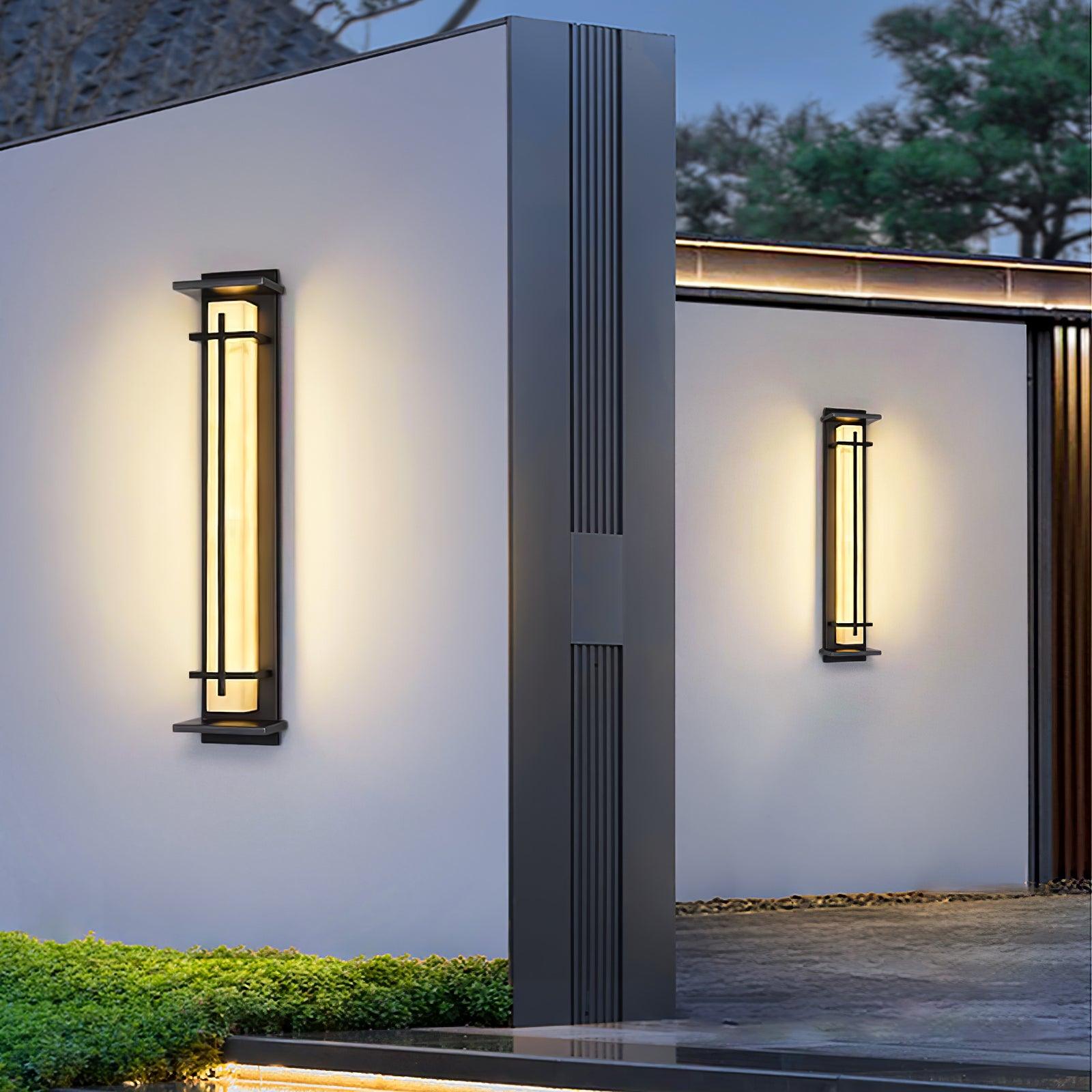 Ray Square Outdoor Wall Light Imitation Alabaster Waterproof - Neutralighting