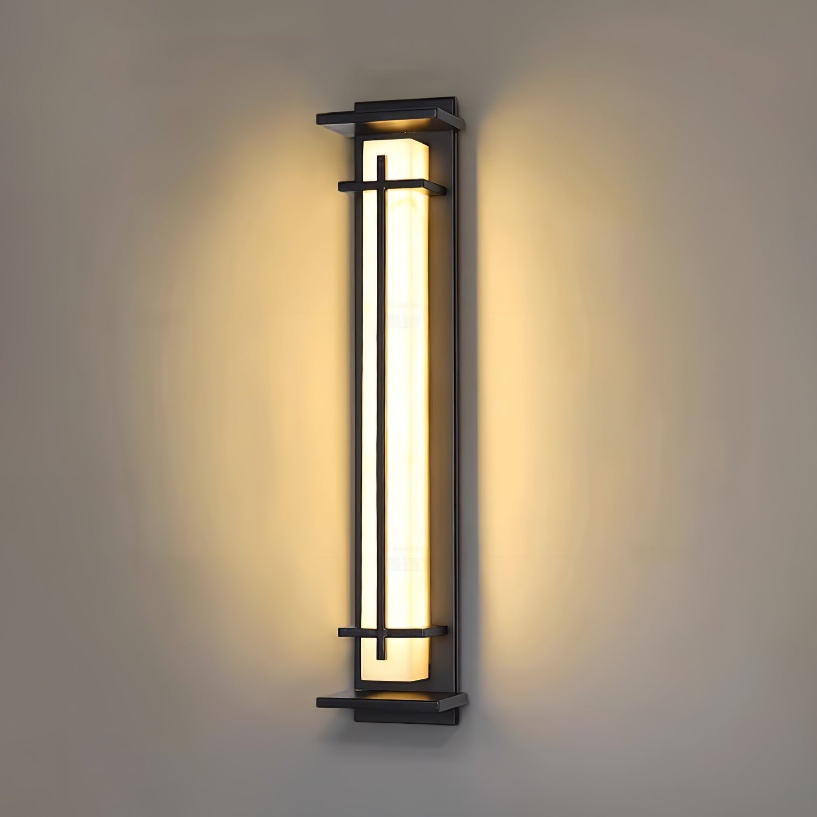 Ray Square Outdoor Wall Light Imitation Alabaster Waterproof - Neutralighting
