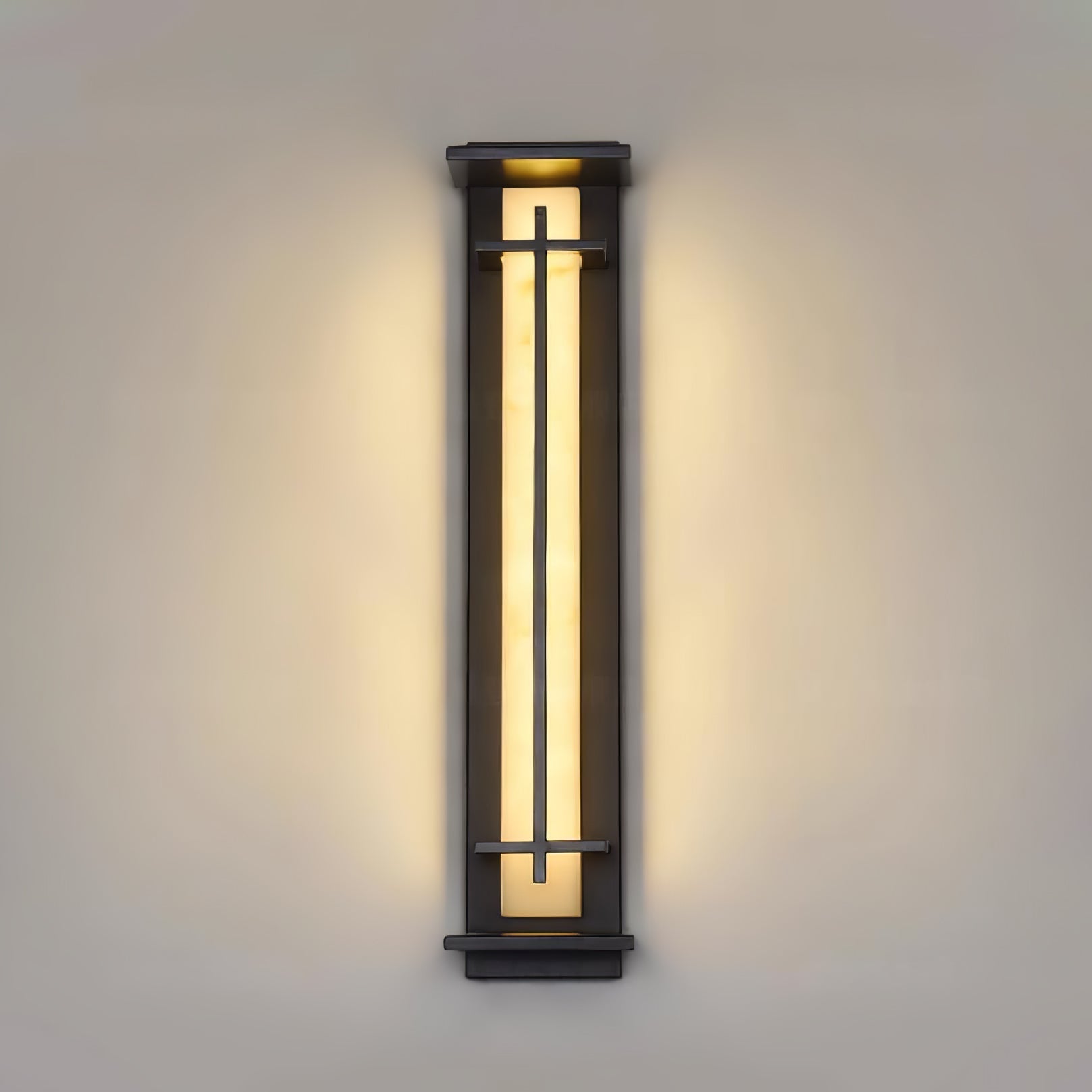 Ray Square Outdoor Wall Light Imitation Alabaster Waterproof - Neutralighting