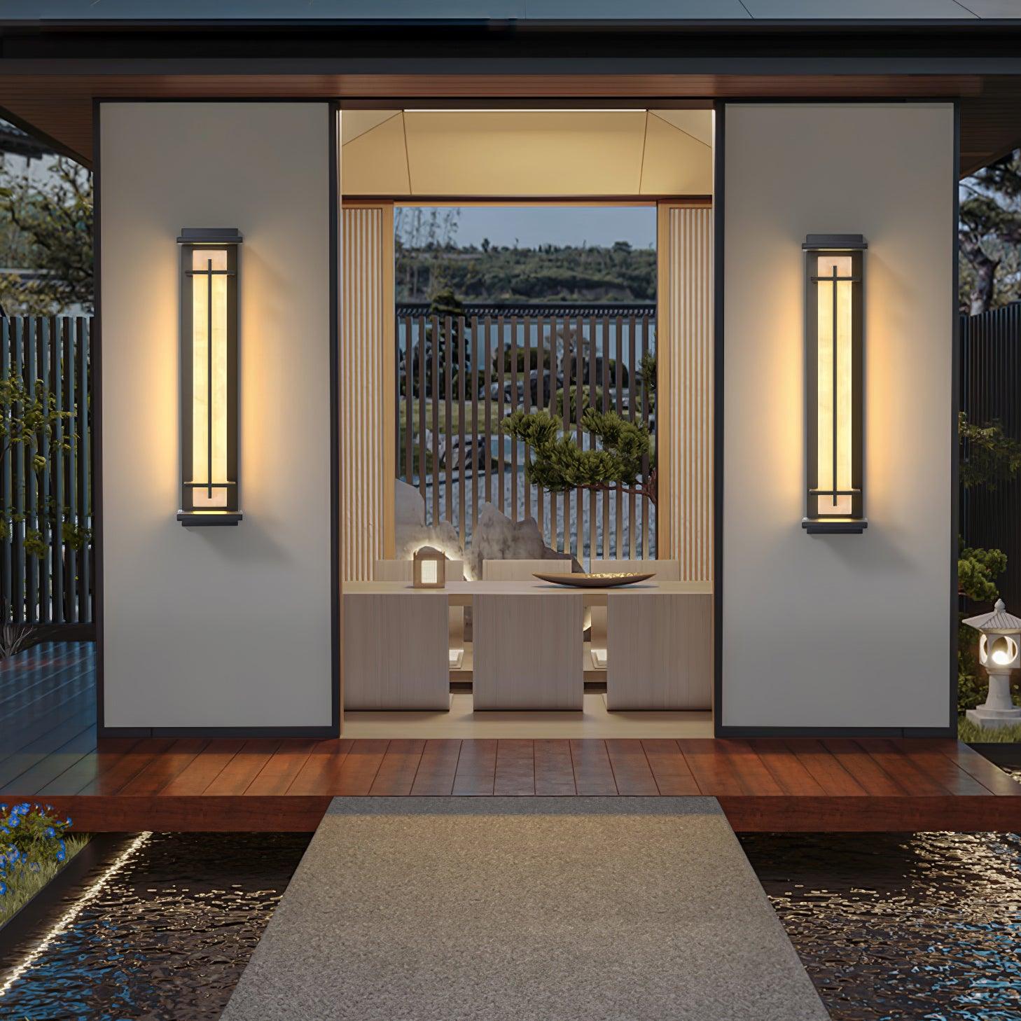 Ray Square Outdoor Wall Light Imitation Alabaster Waterproof - Neutralighting