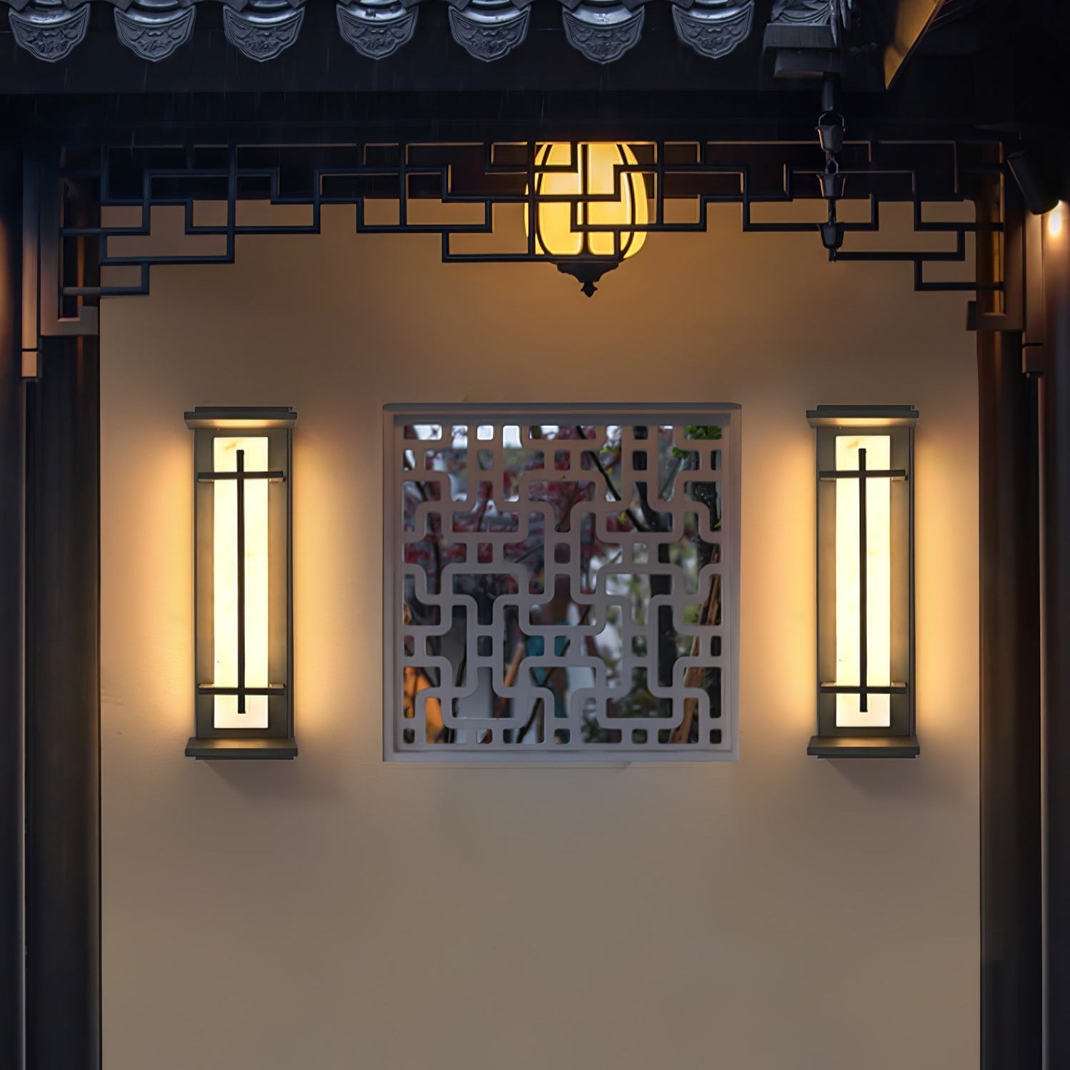 Ray Square Outdoor Wall Light Imitation Alabaster Waterproof - Neutralighting