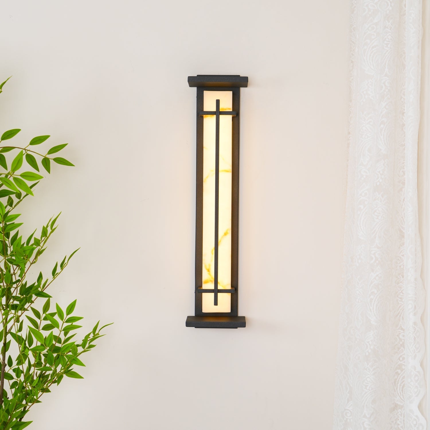Ray Square Outdoor Wall Light Imitation Alabaster Waterproof - Neutralighting