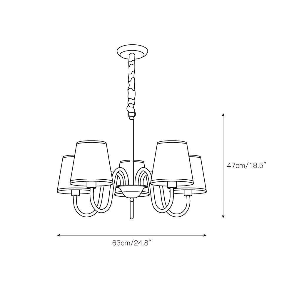 Aged Traditional Stacey Fabric Chandelier - Neutralighting
