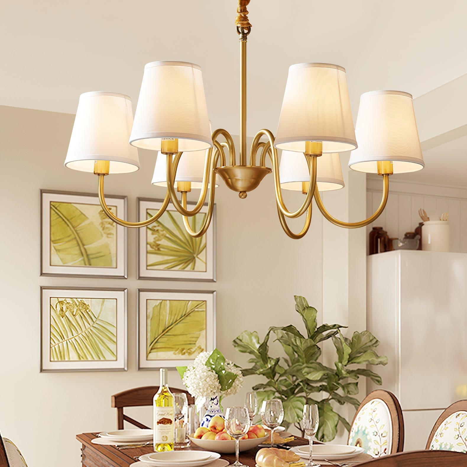 Aged Traditional Stacey Fabric Chandelier - Neutralighting