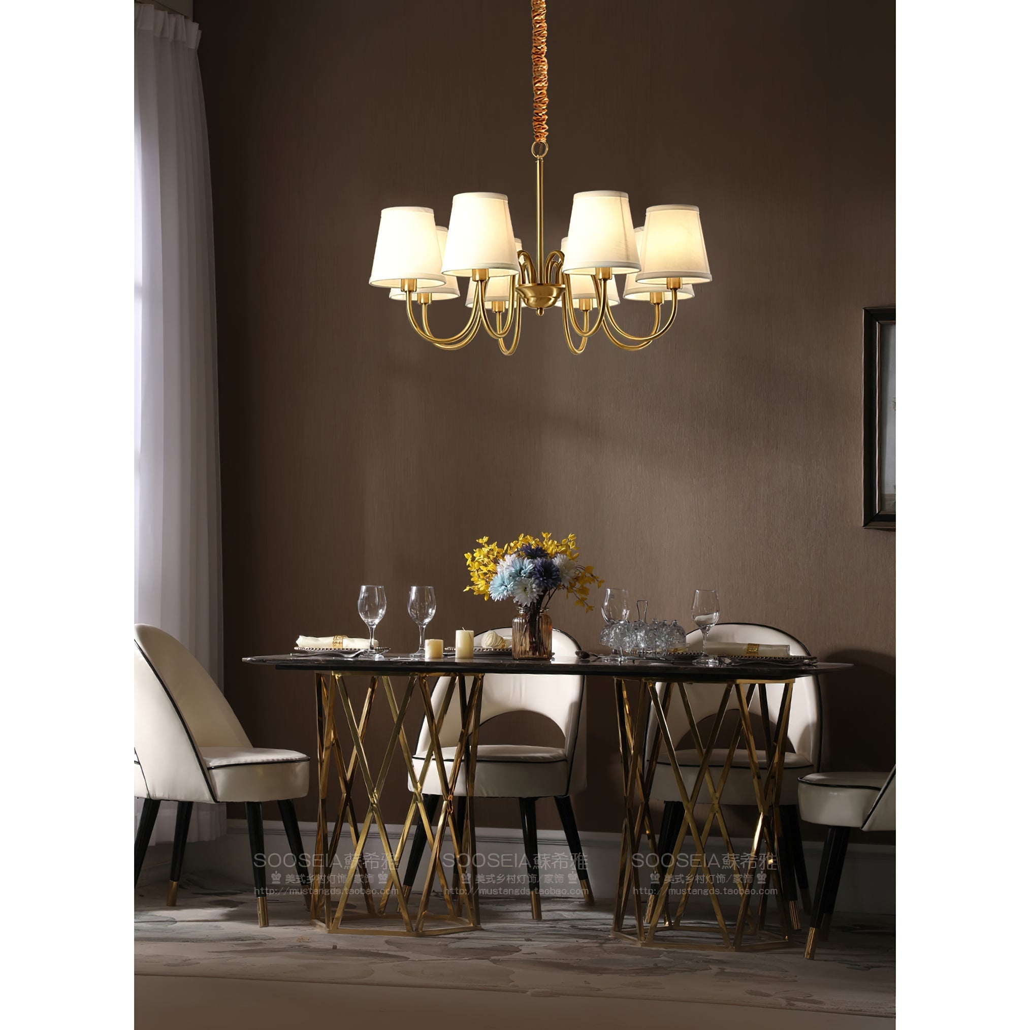 Aged Traditional Stacey Fabric Chandelier - Neutralighting