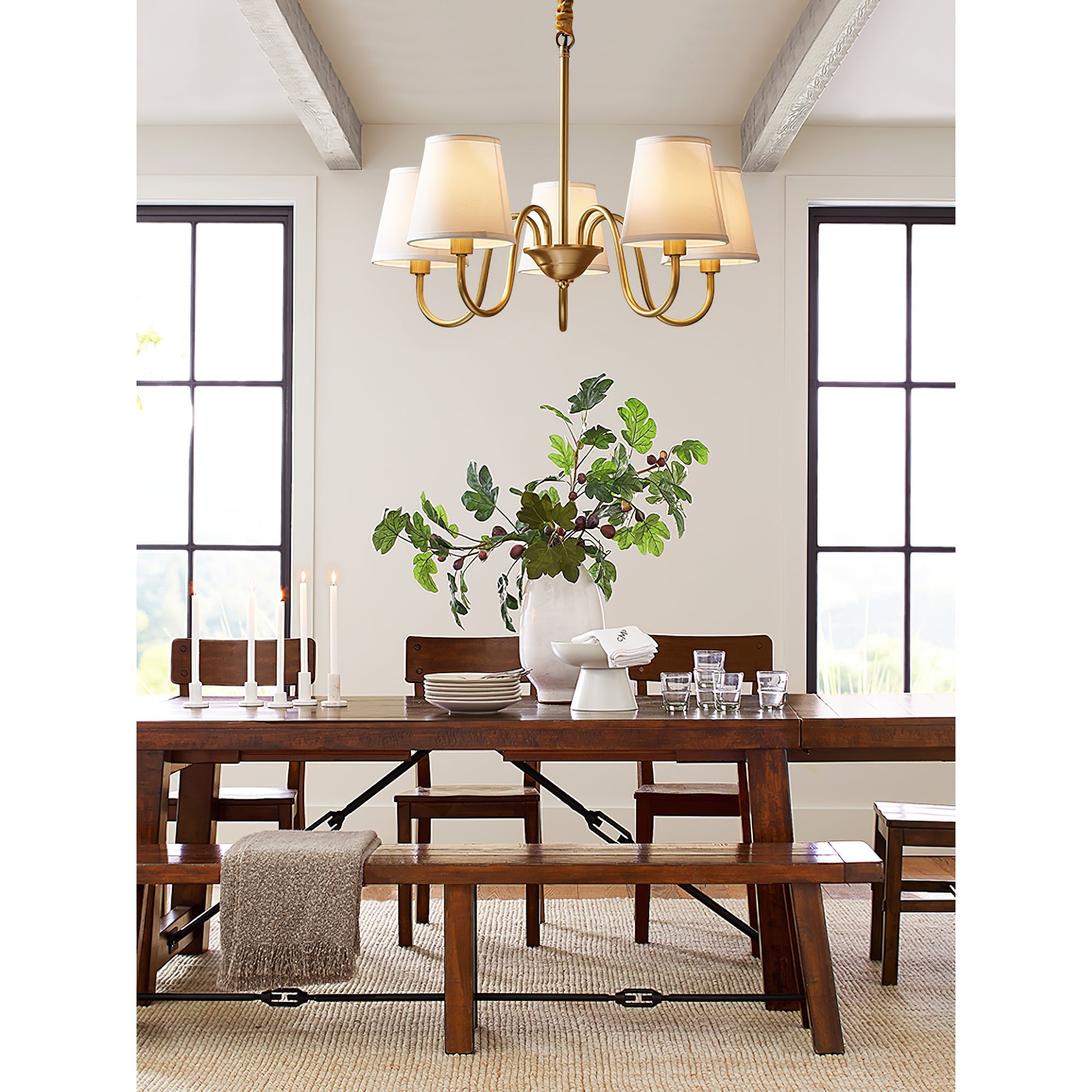 Aged Traditional Stacey Fabric Chandelier - Neutralighting