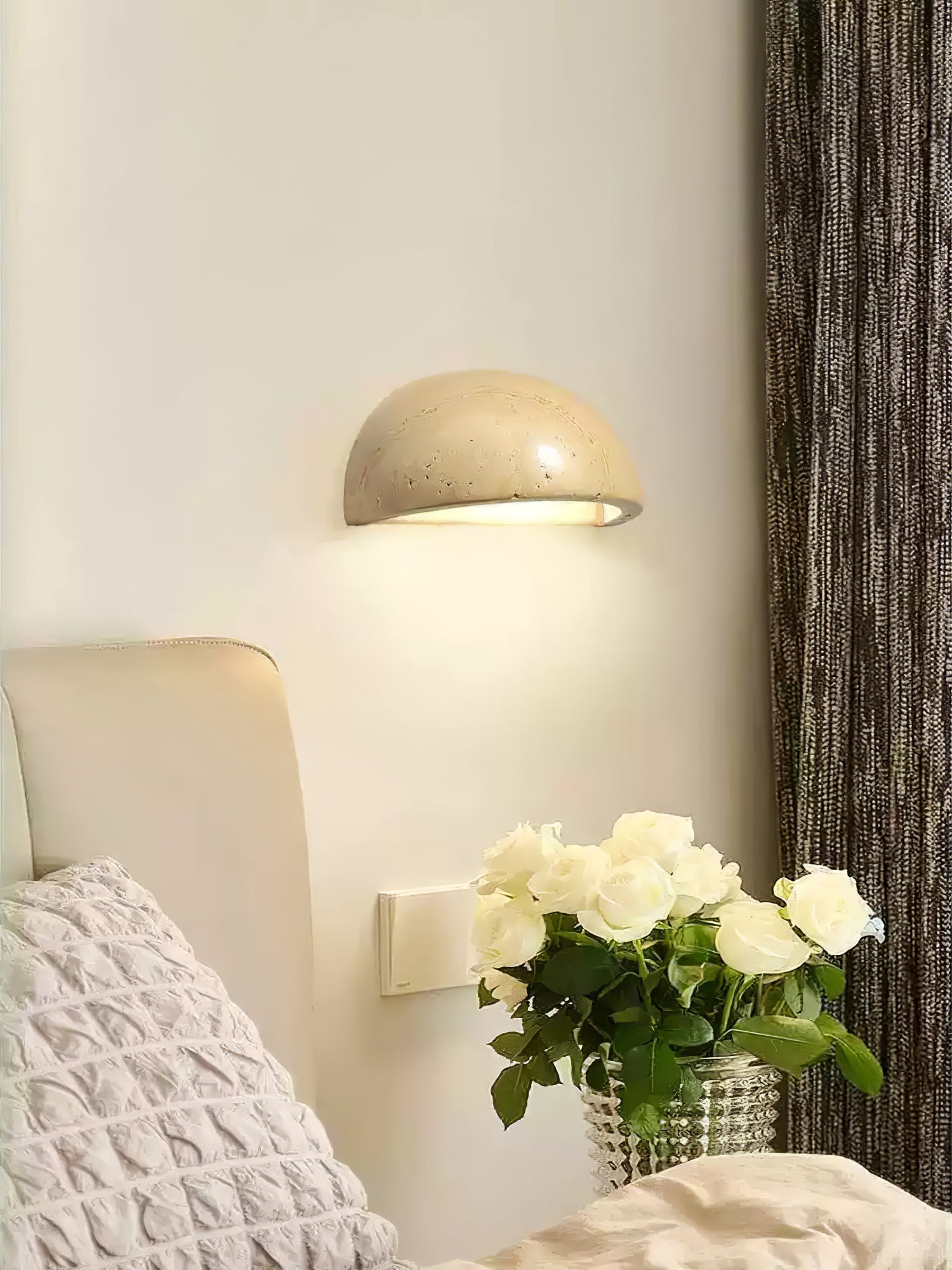 Vethayra Half-Dome Travertine Wall Light - Neutralighting