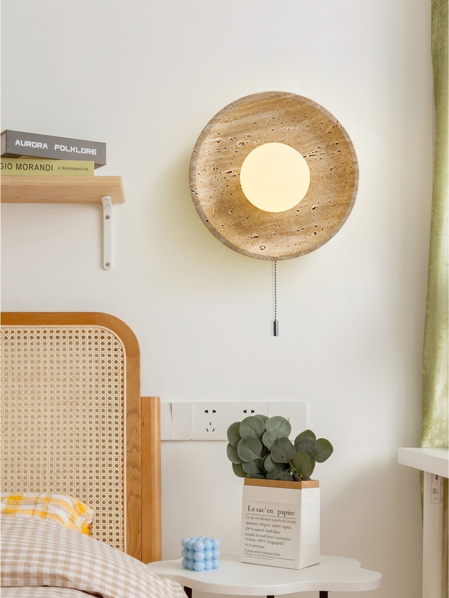 Vephair Bowl-Frame Travertine Wall Light - Neutralighting