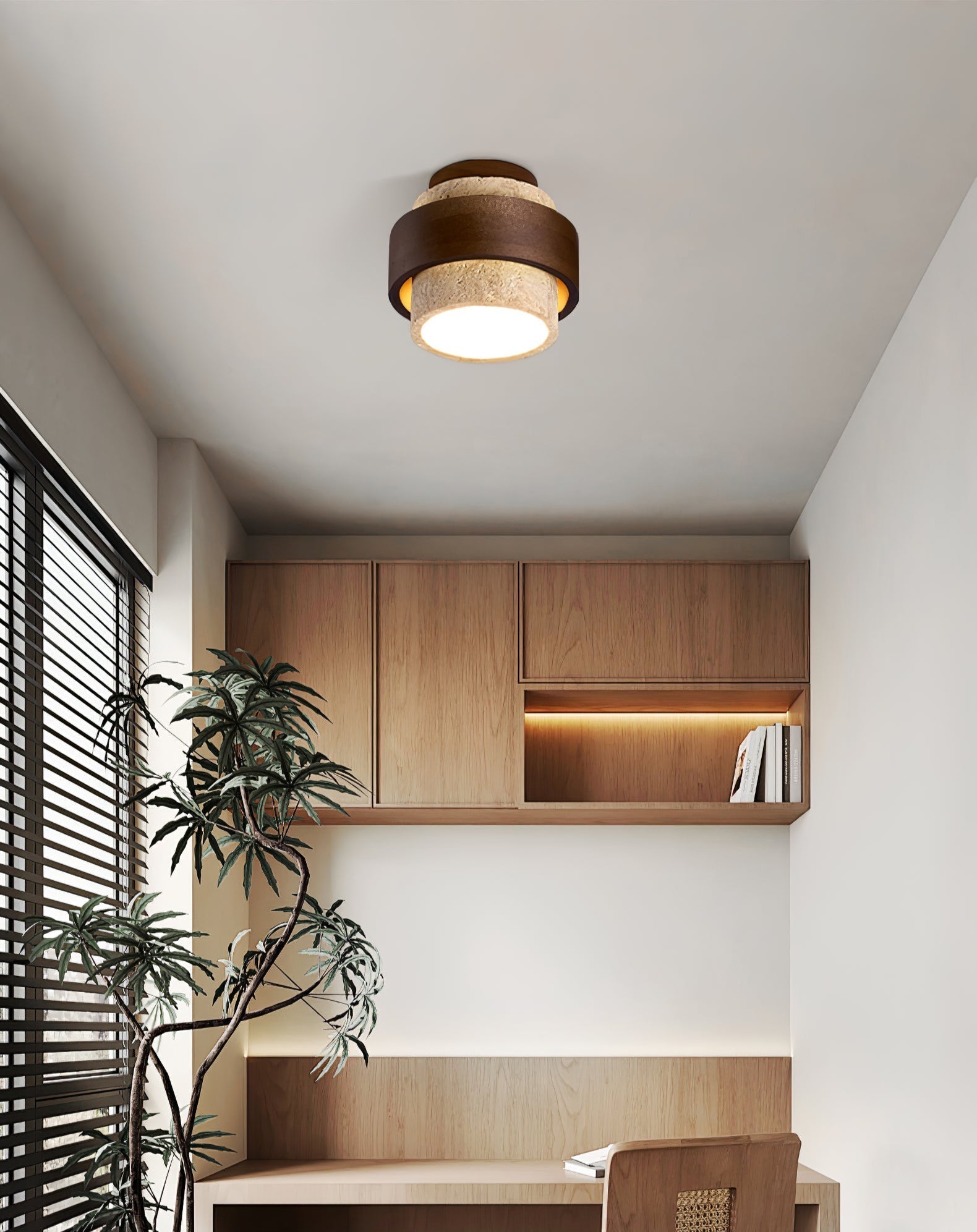 Eltalor Layered Ring Travertine Ceiling Light - Neutralighting